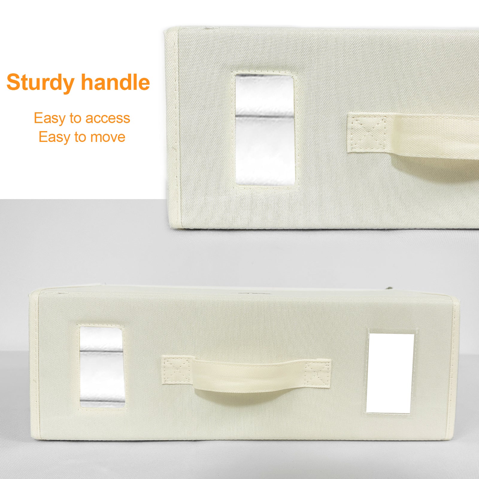 4C'Son Foldable DOUBLE ZIPPERS Bed Sheet Organizer, Fabric Storage Bins for Bed Sheets, Linen Bedding Organizer for Closet with Window and EXTRA STURDY handle (2 PACK - IVORY)